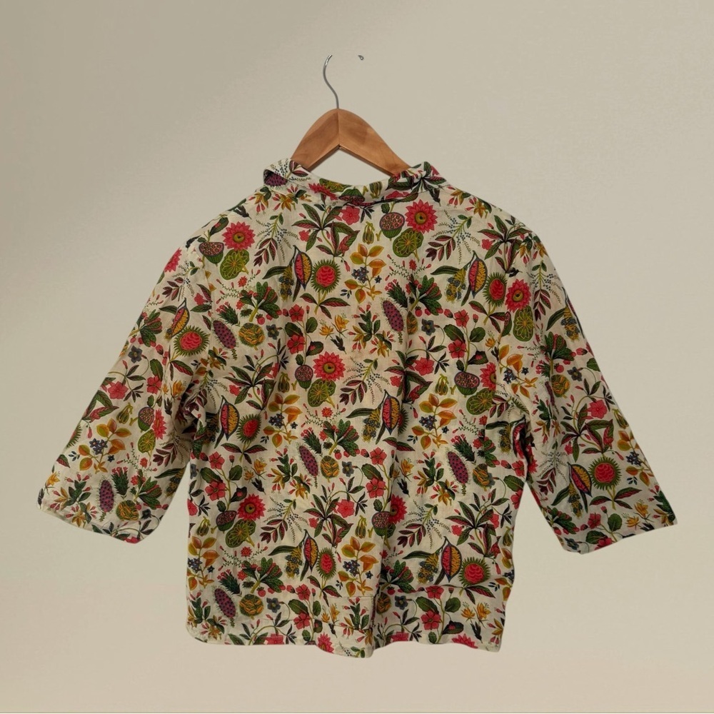 Aijou cotton floral cotton core farm house blouse size L - Picture 3 of 6